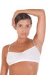 Young Caucasian woman in white sports bra