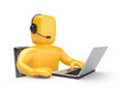 Illustration: Operator with headset work on laptop Operator with headset work on laptop