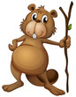 A beaver holding a stem