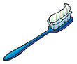 A blue toothbrush with a toothpaste