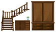 A stair and wooden furnitures