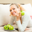 Photo: Happy smiling woman with apples Happy smiling woman with apples