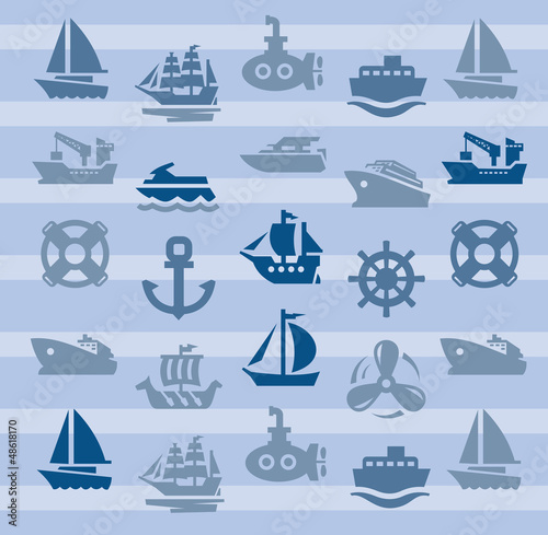 Vector: boat and ship boat and ship