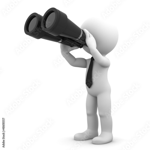 Illustration: Businessman looking through binoculars Businessman looking through binoculars