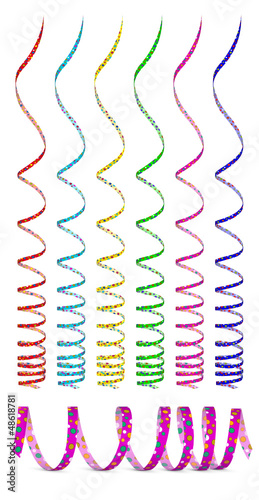 Vector: Luftschlangen, Papierschlange, gepunktet, Vorlage, Karneval, Set Luftschlangen, Papierschlange, gepunktet, Vorlage, Karneval, Set