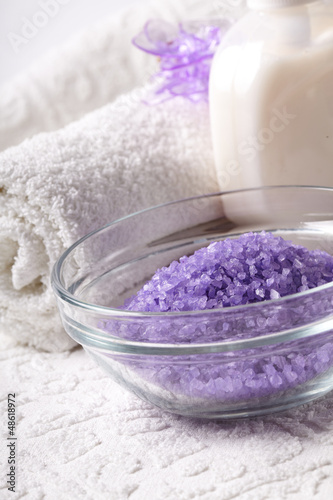 Photo: bath salt with towel bath salt with towel