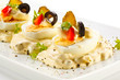 Boiled eggs with mayonnaise and vegetables