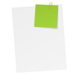 Blatt Papier mit angeheftetem Notizzettel
