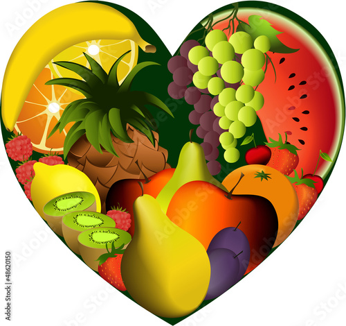 Vector: Fruits in heart shape Fruits in heart shape