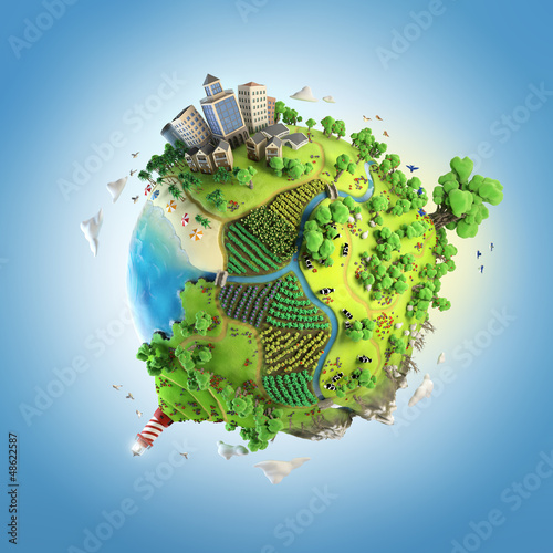 Photo: globe concept of idyllic green world globe concept of idyllic green world