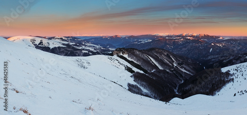 Photo: Winter mountains landscape at sunset - Slovakia - Fatra Winter mountains landscape at sunset - Slovakia - Fatra