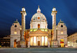Vienna at night - St. Charles's Church - Austria