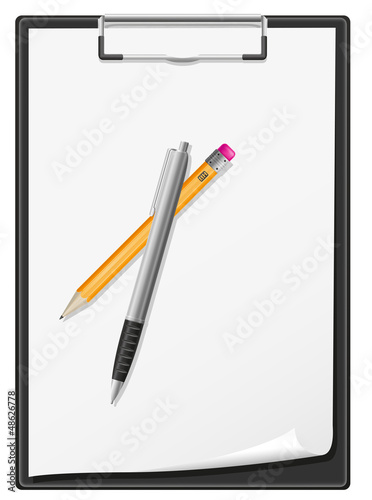 Vector: clipboard blank sheet of paper pen and pencil vector illustratio clipboard blank sheet of paper pen and pencil vector illustratio