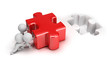 3d small people pushing puzzle
