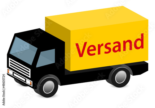 Vector: LKW, Laster – 3D Versand Icon Symbol, gelb LKW, Laster – 3D Versand Icon Symbol, gelb
