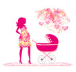 mother with baby stroller
