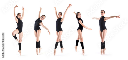 Photo: Collage of young dancer posing in different positions. Collage of young dancer posing in different positions.