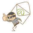 cartoon character of burglar getting e-mai content