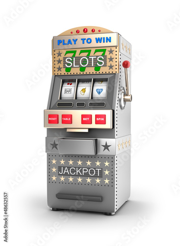 Illustration: A slot machine, gamble machine. A slot machine, gamble machine.
