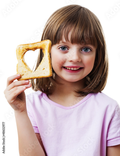 Photo: little girl with bread little girl with bread
