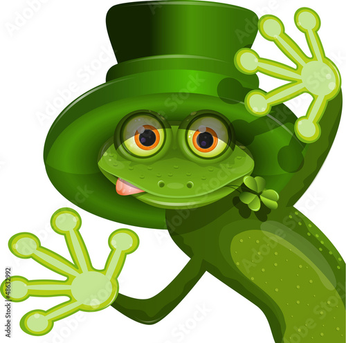 Vector: Green frog wearing a hat of Saint Patrick Green frog wearing a hat of Saint Patrick