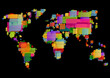 Vektor: World map made of colorful speech bubbles World map made of colorful speech bubbles