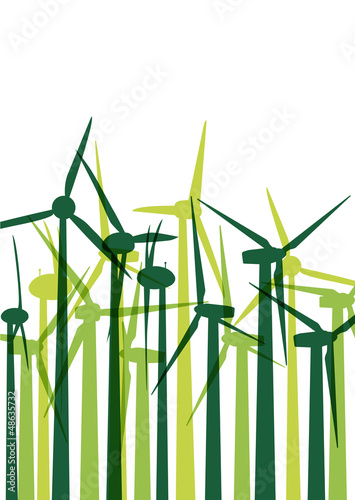 Vector: Green wind electricity generators grass ecology concept illustra Green wind electricity generators grass ecology concept illustra