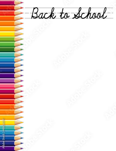 Illustration: Back to School, colored pencils, copy space, daycare, preschool Back to School, colored pencils, copy space, daycare, preschool