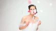 Happy, young bride surrounded by flower confetti