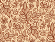 Beige vector flowers and leaves seamless pattern