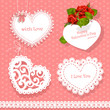 set of cards Valentine heart-shaped