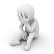 Depressed 3d man sitting over white background