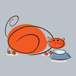 Vektor: Plump red cat drinking milk. Vector eps10 illustration Plump red cat drinking milk. Vector eps10 illustration