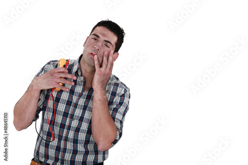 Photo: electrician injured by electric shock electrician injured by electric shock
