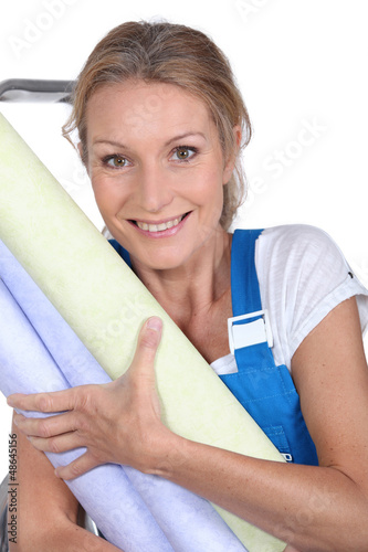 Photo: woman with wallpaper woman with wallpaper