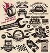 Vector set of vintage car symbols and logos