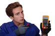 Electrician with meter reader