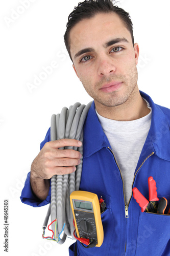 Photo: Portrait of an electrician Portrait of an electrician