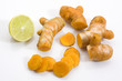farm fresh sliced turmeric with lemon for flavor