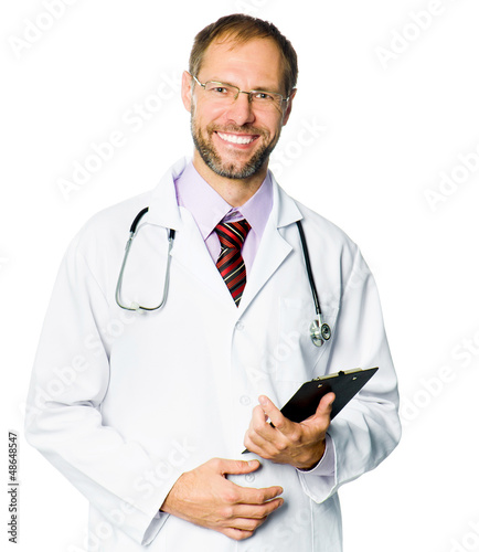 Photo: smiling doctor with a plane-table smiling doctor with a plane-table