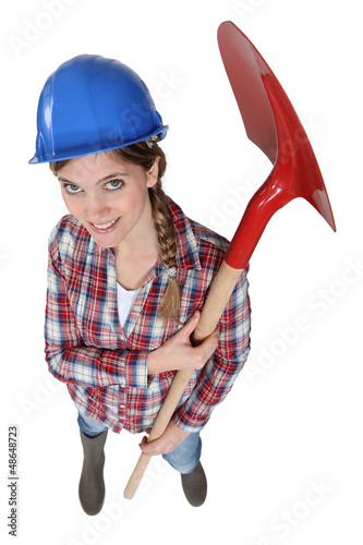 Photo: Woman with shovel Woman with shovel
