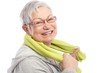 Energetic old woman smiling after workout