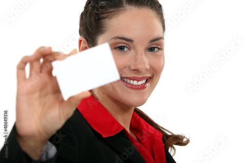 Photo: Executive with a blank business card Executive with a blank business card
