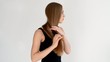 girl combing of her hair