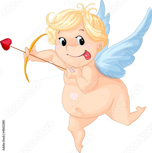 Vector: Cartoon Cupid aims Cartoon Cupid aims