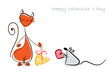 Illustration: Happy Valentine. Red cat and mouse with gifts. Illustration Happy Valentine. Red cat and mouse with gifts. Illustration