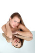 Woman reflected in mirror