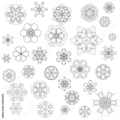 Illustration: ornamental rosettes set ornamental rosettes set