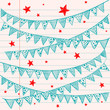 Bunting flags on a lined notebook paper. Vector background