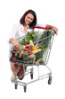 Woman with cart full of vegetables